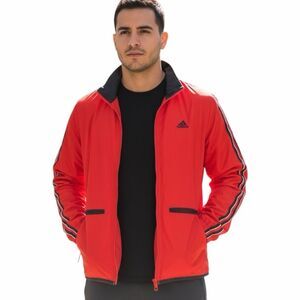 VTG ADIDAS Men’s Red Black 3-Stripes Full Zip Windbreaker Jacket Small